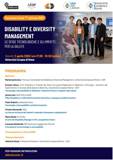 Locandina del seminario finale della settima edizione del corso Disability e Diversity Management